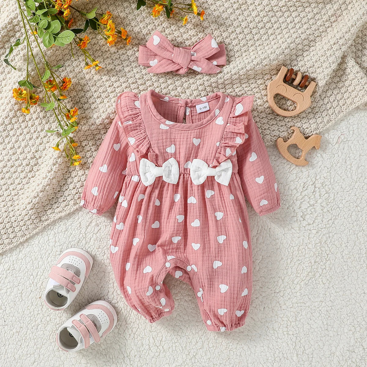 Floral Baby Jumpsuit Set Newborn Outfit & Headband | Baby Blossom Shop