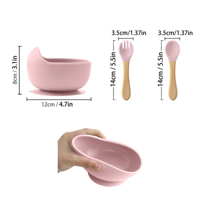 3PCS Silicone Baby Feeding Set