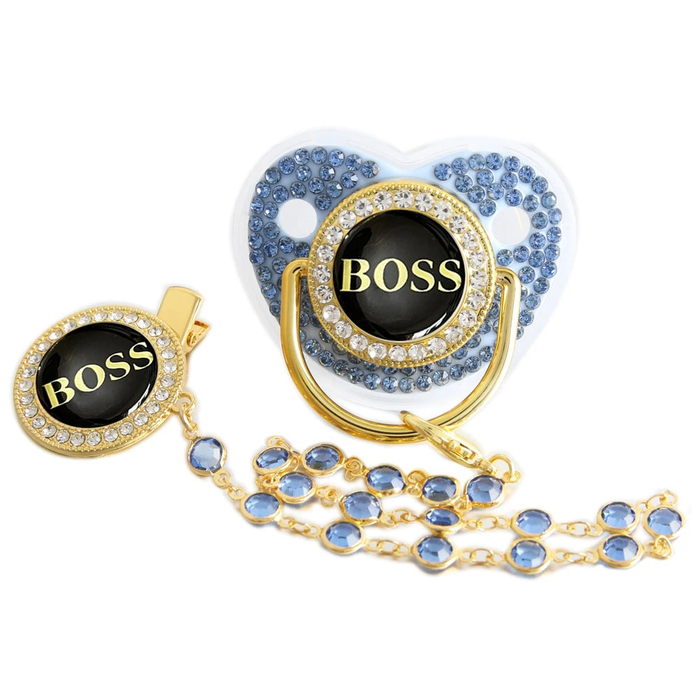 Luxury Bling Baby Pacifier with Chain Clip | Baby Blossom Shop
