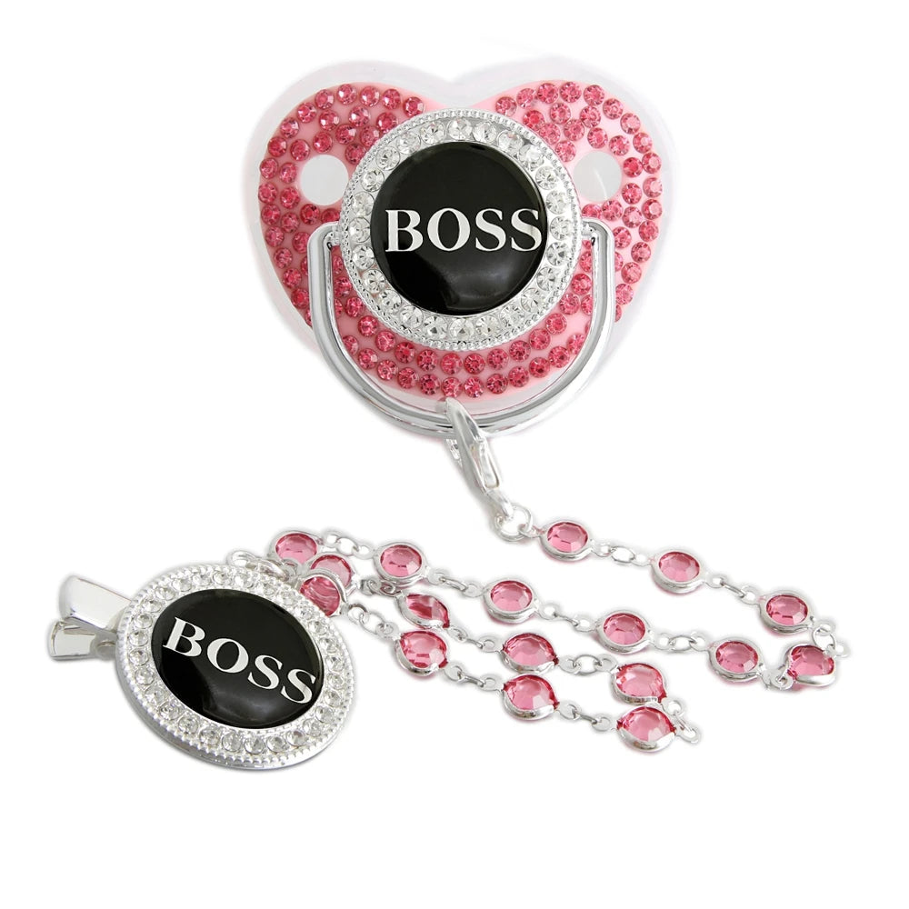 Luxury Bling Baby Pacifier with Chain Clip | Baby Blossom Shop
