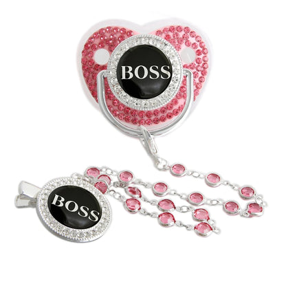 Luxury Bling Baby Pacifier with Chain Clip | Baby Blossom Shop