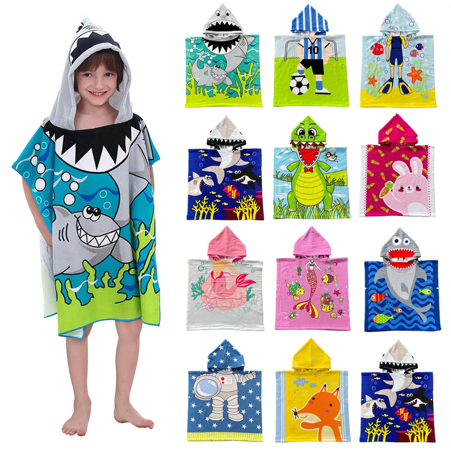 Cartoon Hooded Bath Towel Cloak