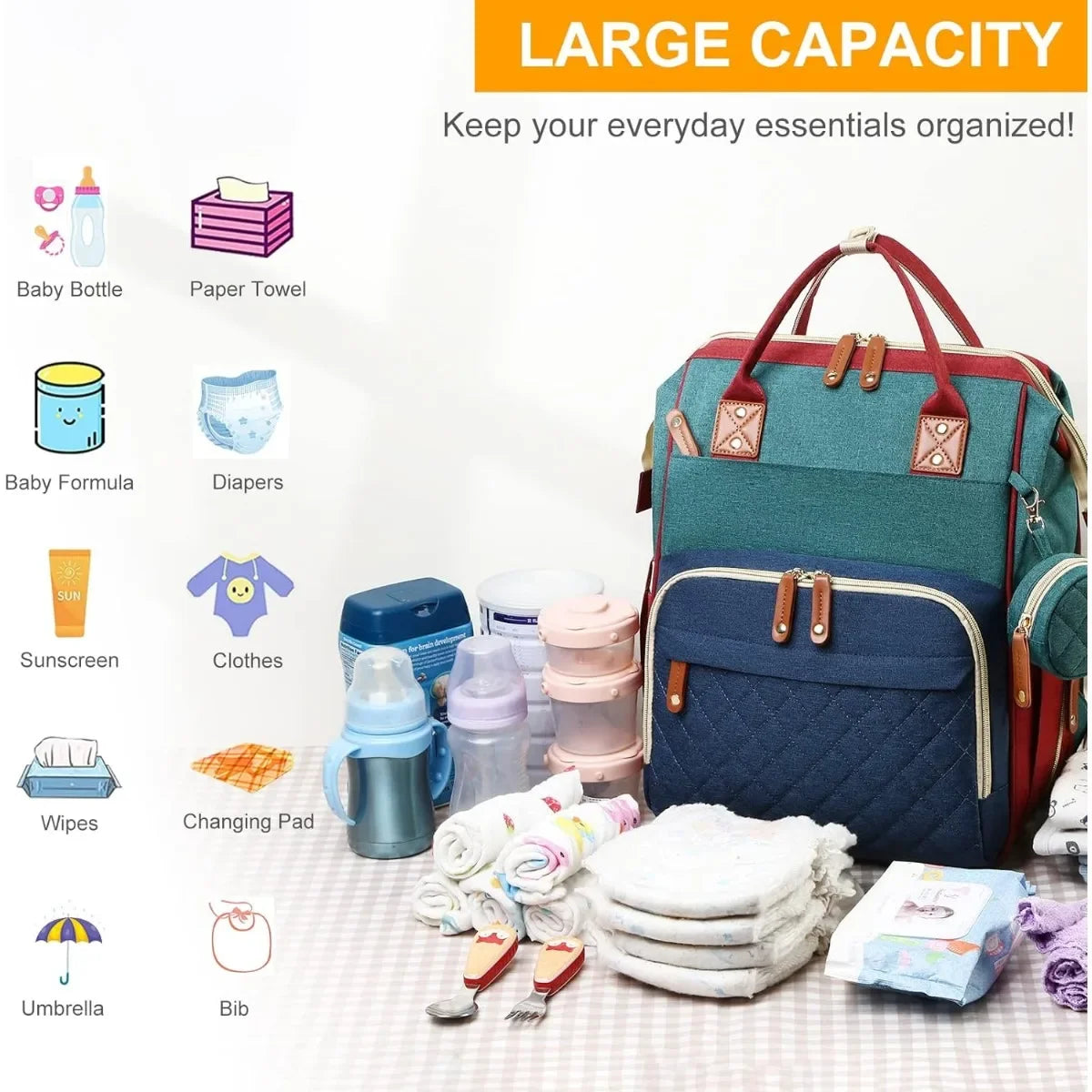3-in-1 Baby Diaper Backpack with Changing Station | Baby Blossom Shop