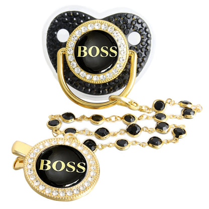 Luxury Bling Baby Pacifier with Chain Clip | Baby Blossom Shop