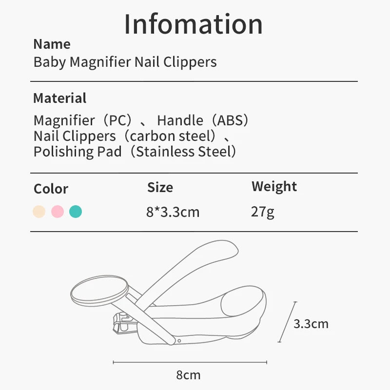 Nail Clippers with Magnifier Safe Infant Nail Cutting Tool
