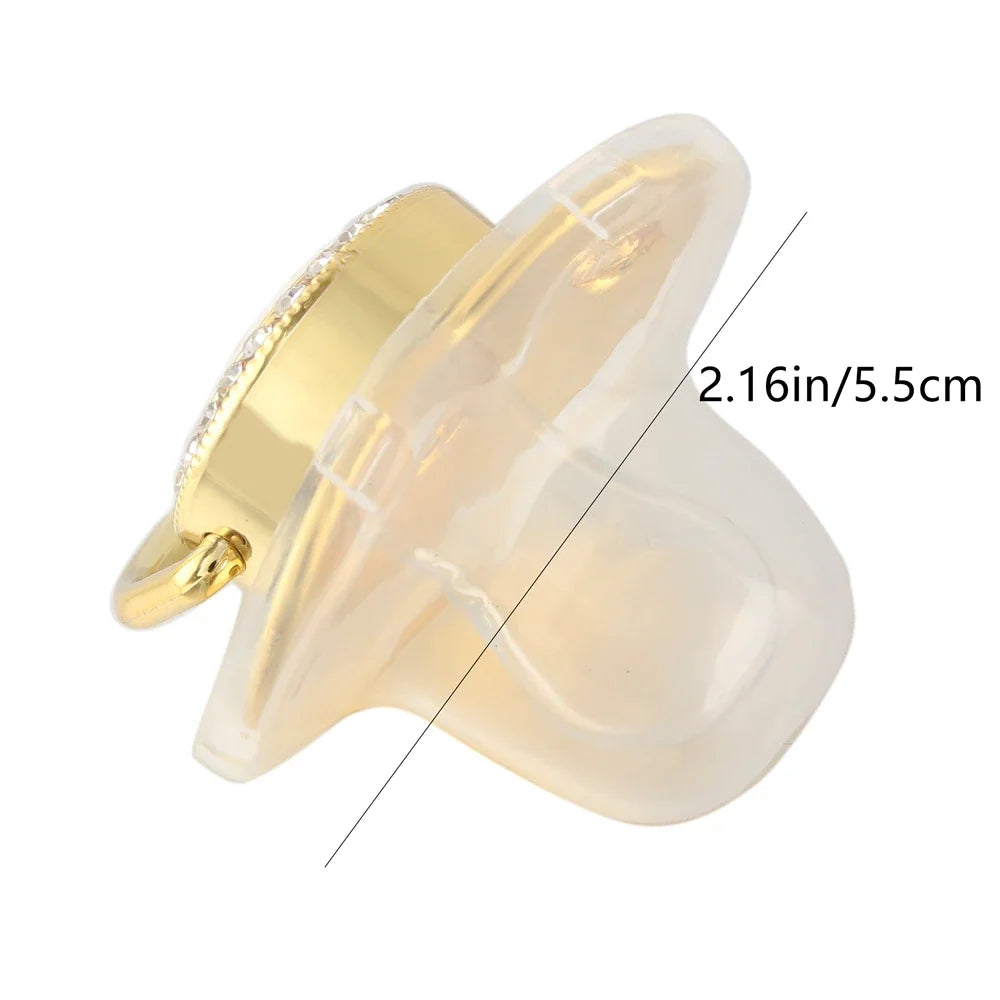 26 Letter Pink Pacifier with Rhinestone Chain Clip