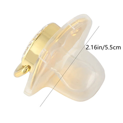 26 Letter Pink Pacifier with Rhinestone Chain Clip