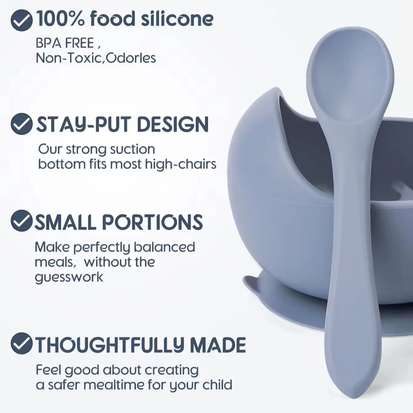 2PCS Silicone Baby Feeding Bowls