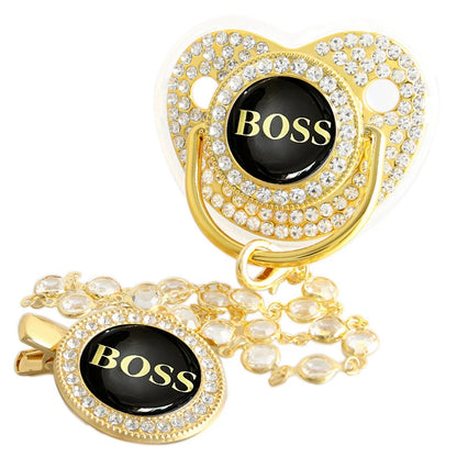 Luxury Bling Baby Pacifier with Chain Clip | Baby Blossom Shop